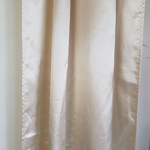 Satin Curtain Panels 2 pc Tab Top 86W x 80L Cream Shine Handmade Double Fabric - Picture 3 of 13